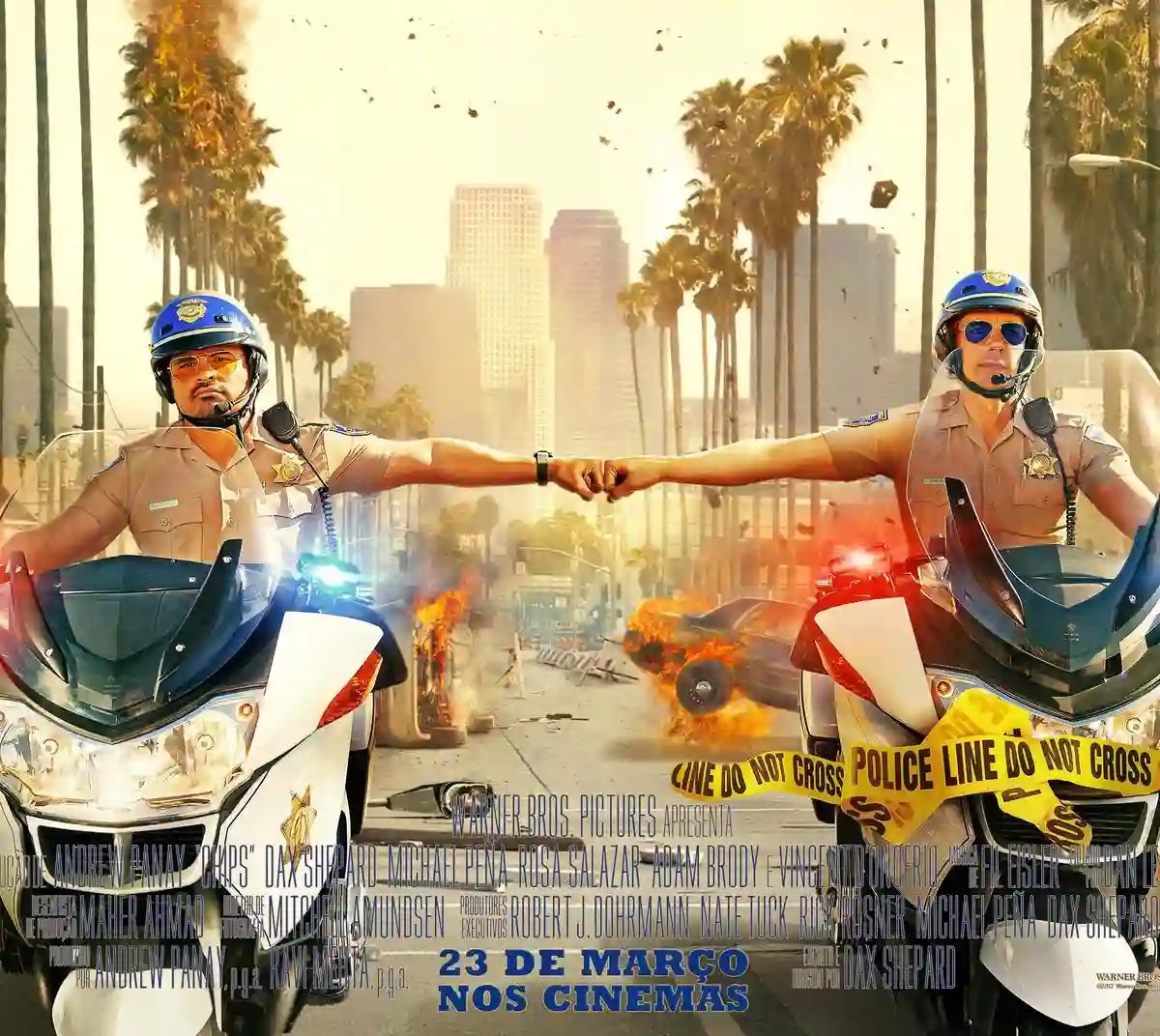 Michael Peña e Dax Shepard estão no cartaz nacional de Chips: O Filme