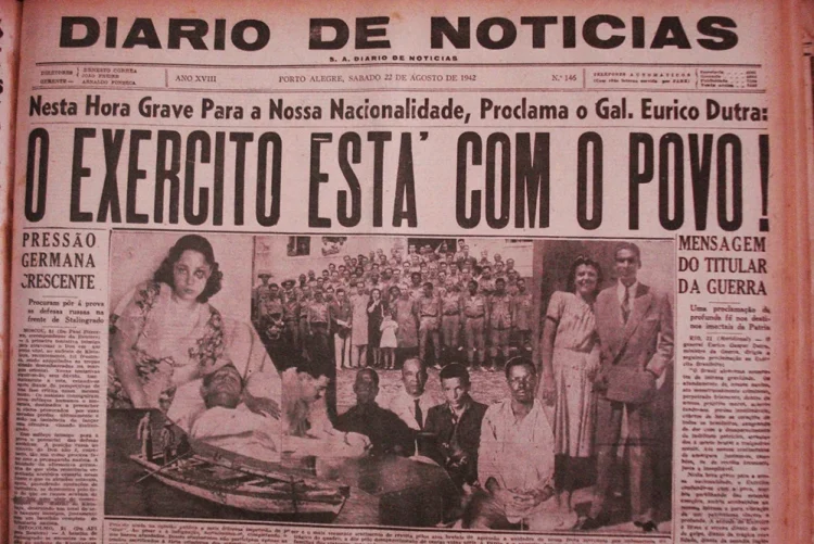 Corações Naufragados :: Produção brasileira que aborda episódio que precipitou a entrada do Brasil na 2ª Guerra Mundial começa a ser rodada 2 Corações Naufragados :: Manchetes da época