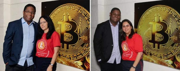 O Faraó dos Bitcoins :: Christian Malheiros e Lorena Comparato protagonizam filme baseado em história real. Saiba mais! 2 O Faraó dos Bitcoins :: À esquerda, Christian Malheiros e Lorena Comparato caracterizados. FOTO: Guilherme Leporace. À direita, a foto original de Glaidson e Mirelis (reprodução)